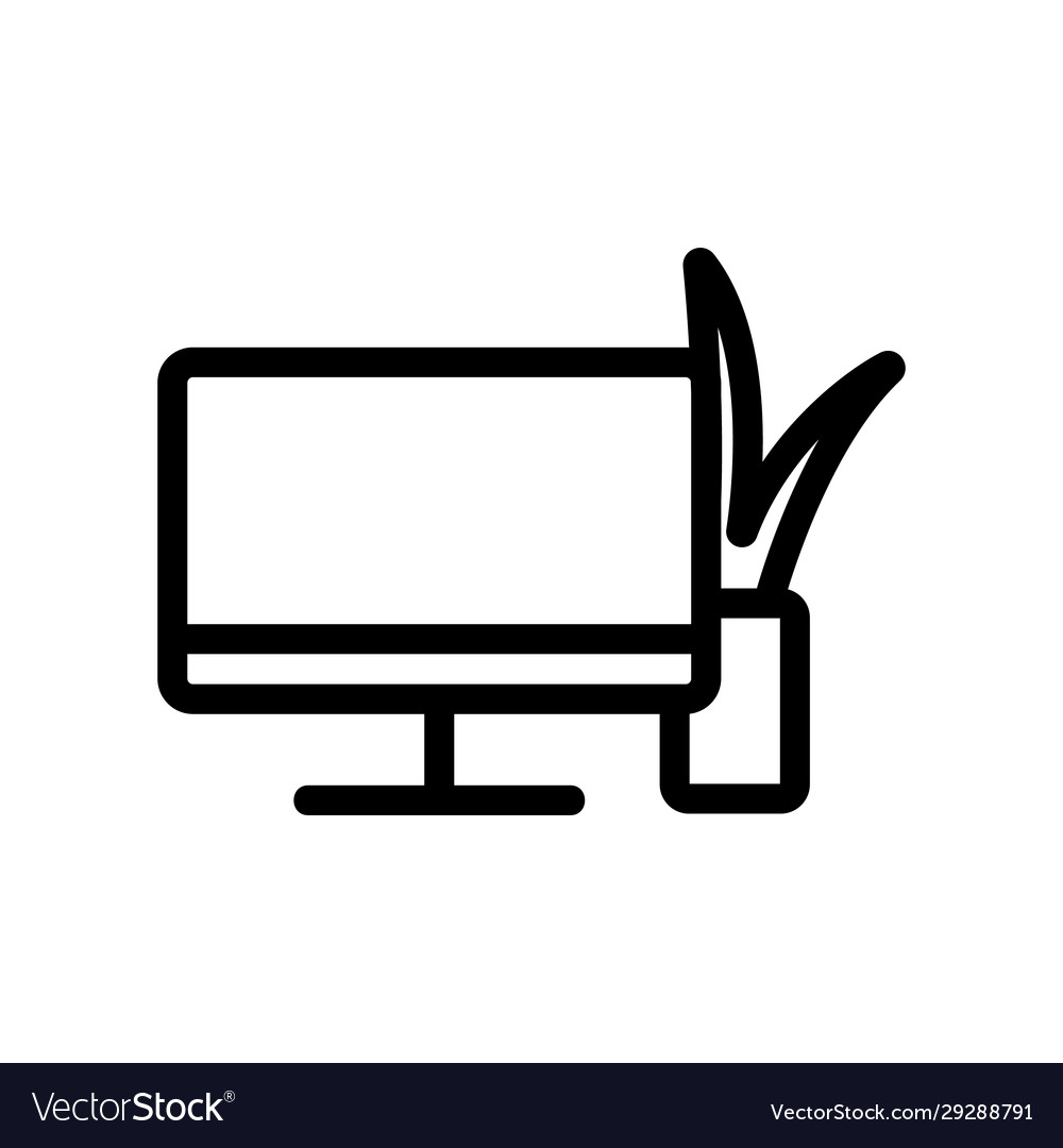 Monitor and plant icon isolated contour