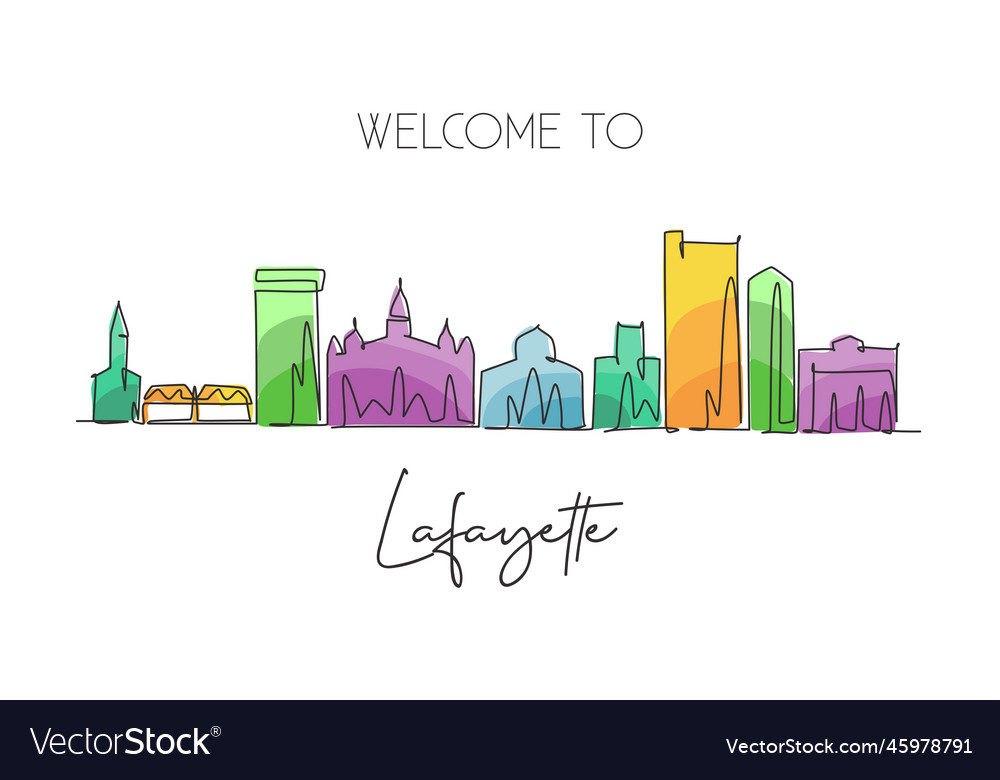 One continuous line drawing of lafayette city