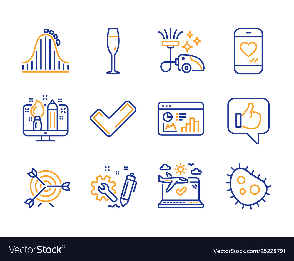 Seo Statistik kreatives Design und Zecken Icons Set