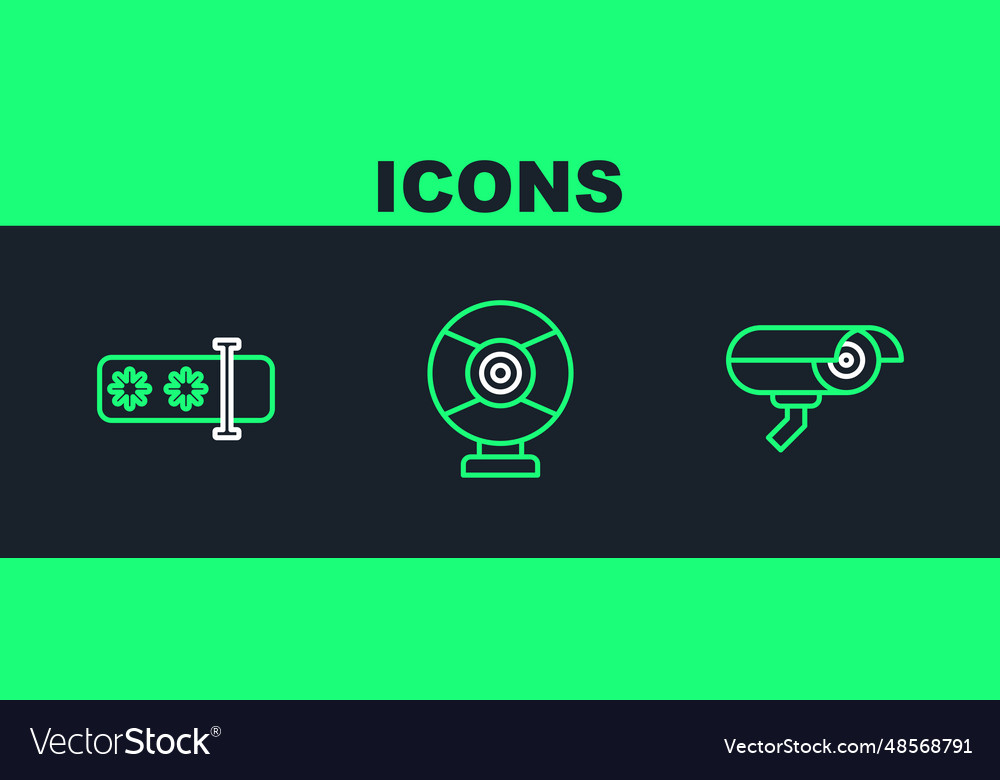 Set line security camera password protection vector image Set line security camera password protection