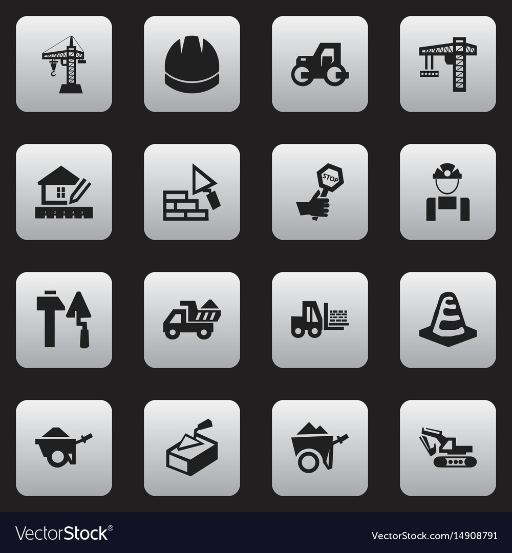 Set of 16 editable structure icons includes