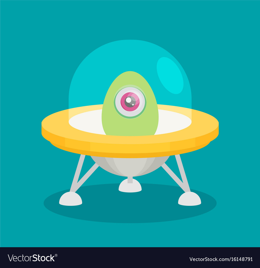 Spaceship flat isolated on color background