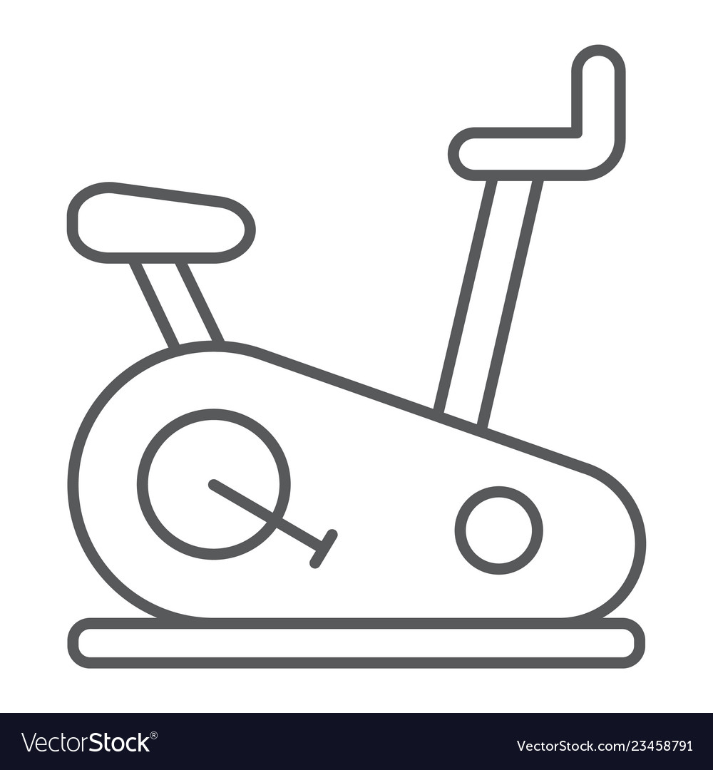 Stationary bike thin line icon sport Royalty Free Vector