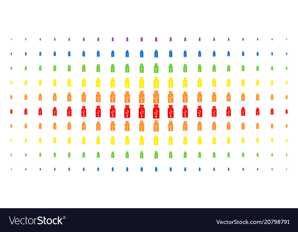 Usb flash drive spectrum halftone pattern vector image Usb flash drive spectrum halftone pattern