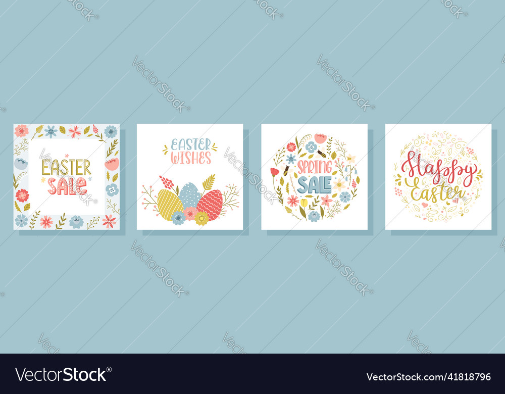 A set of easter spring greeting cards Royalty Free Vector