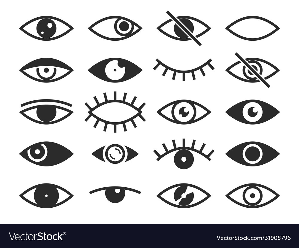 Eye vision and view signs open and Royalty Free Vector Image