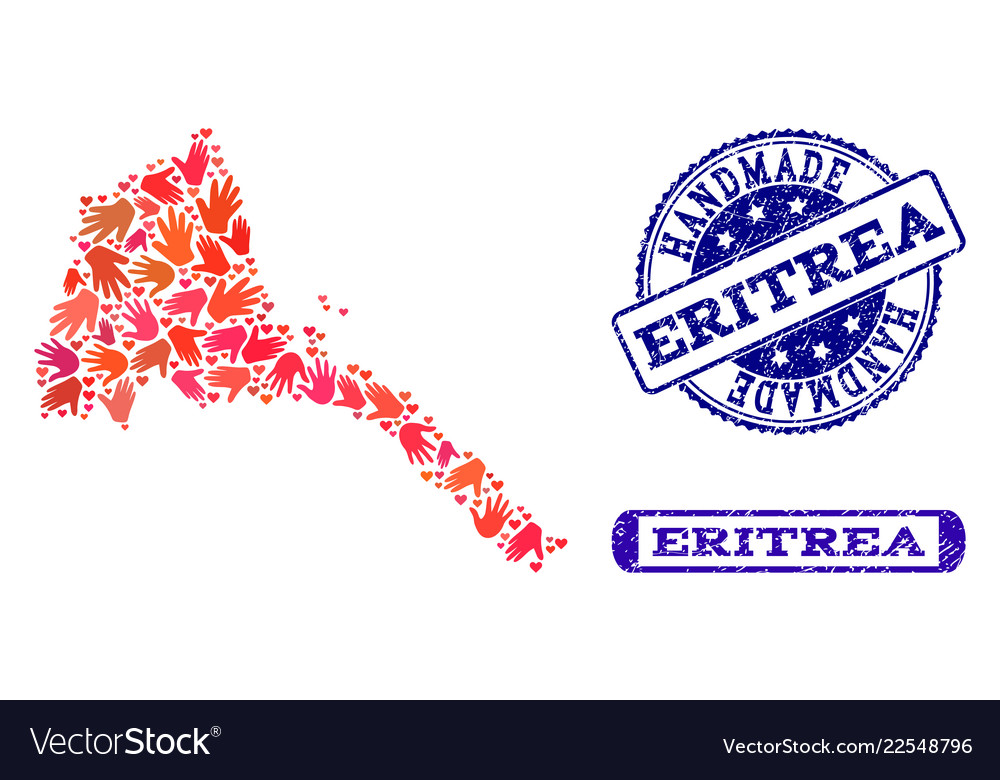 Handmade composition of map eritrea and grunge vector image Handmade composition of map eritrea and grunge