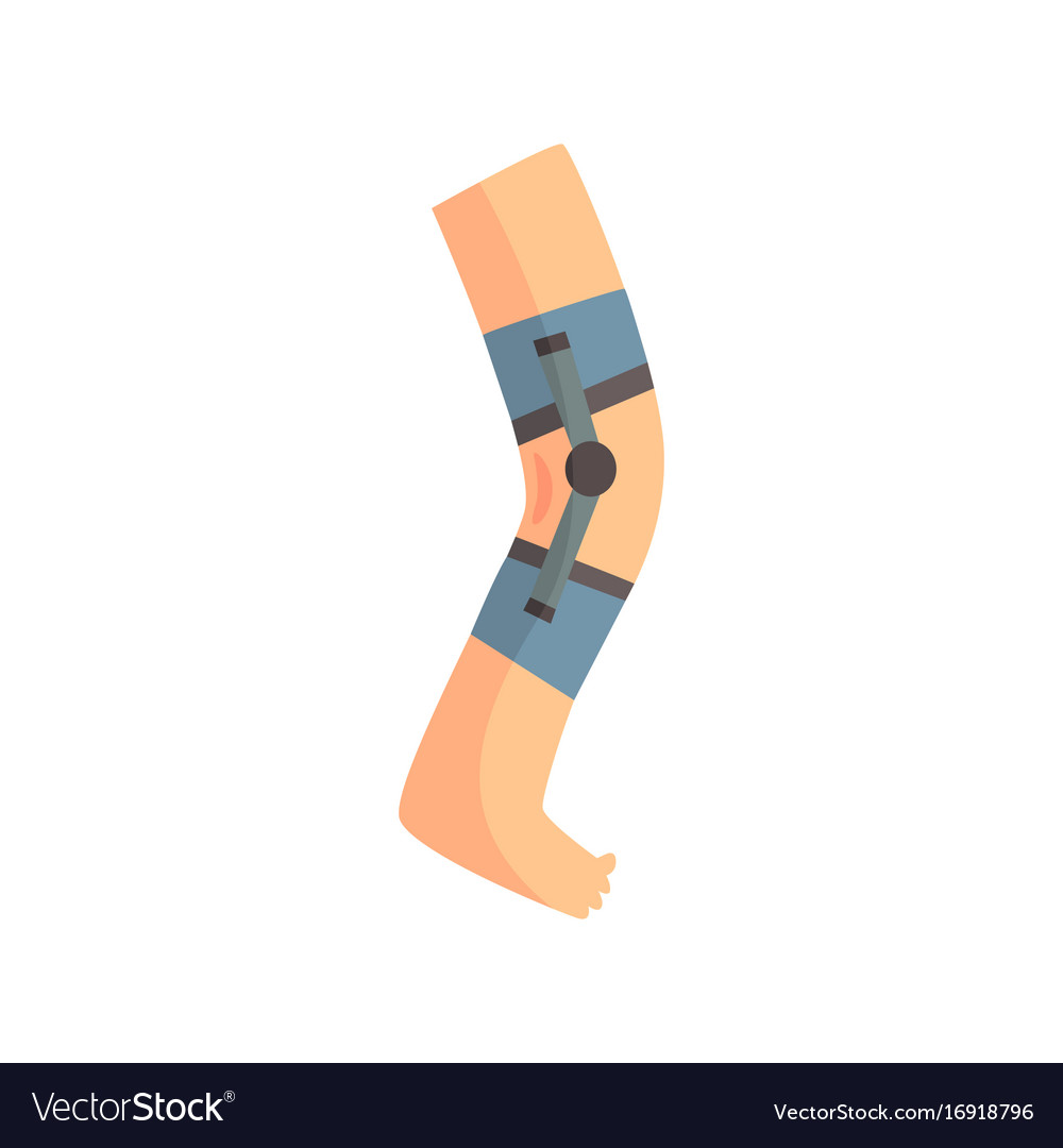 Injured leg bandaged with blue plaster cartoon Vector Image