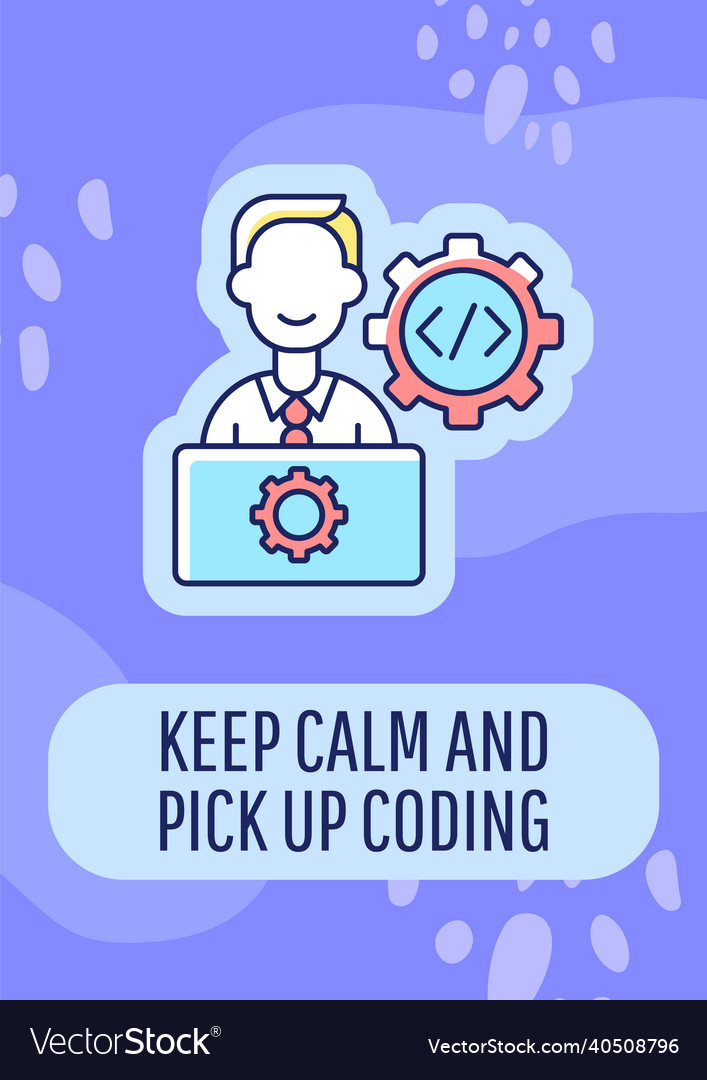 Keep calm and start coding greeting card vector image Keep calm and start coding greeting card