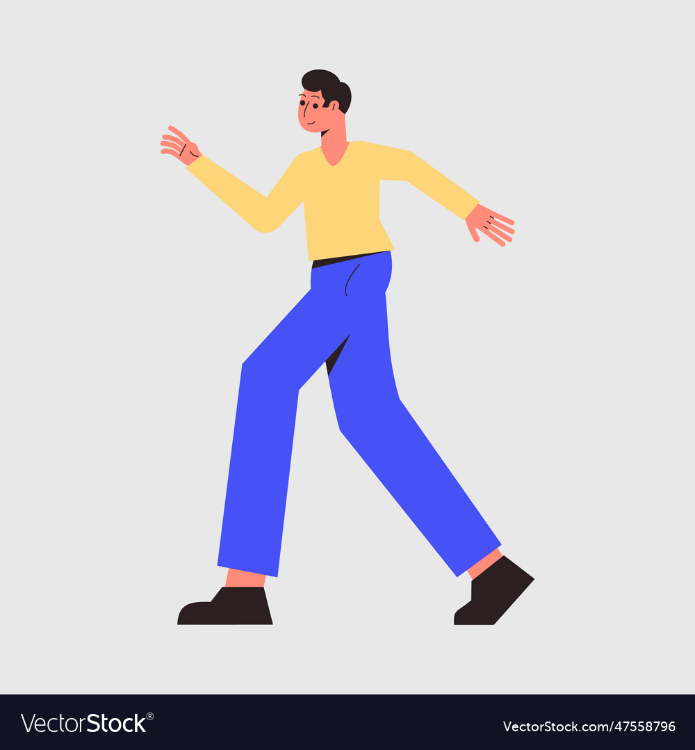 Man character running fast rushing forward