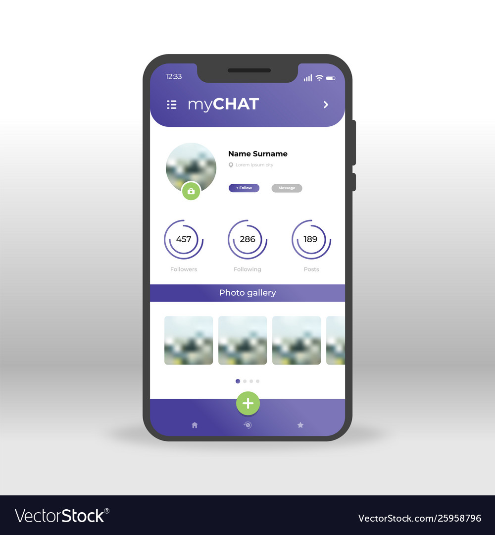 Purple my chat ui ux gui screen for mobile apps vector image Purple my chat ui ux gui screen for mobile apps