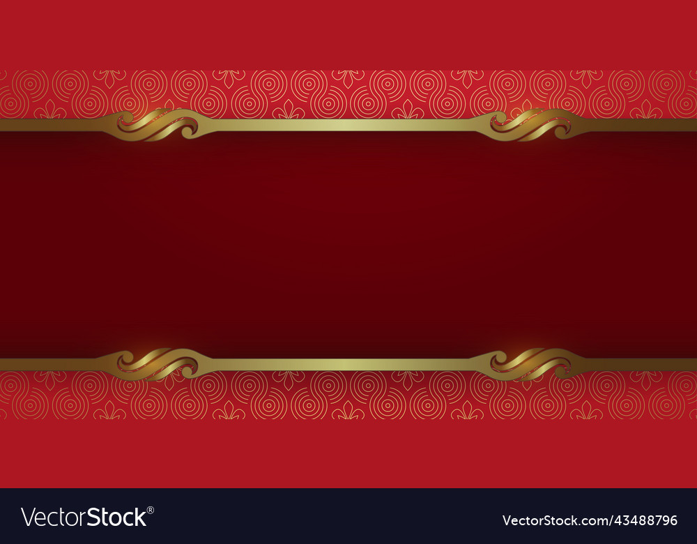 Red frame with golden border on texture design vector image Red frame with golden border on texture design