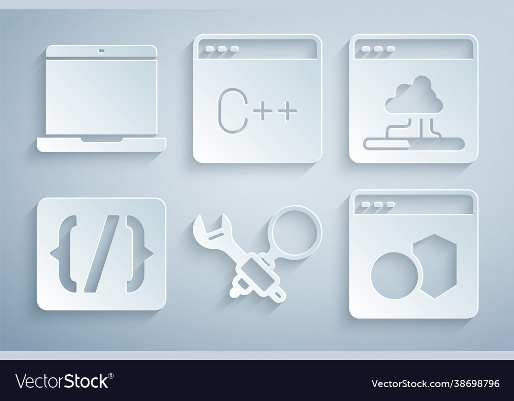 Set debugging cloud technology data transfer vector image Set debugging cloud technology data transfer