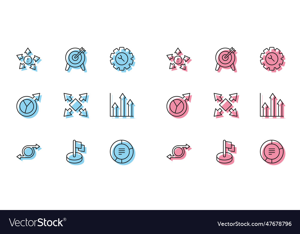 Set line arrow flag many ways directional vector image Set line arrow flag many ways directional