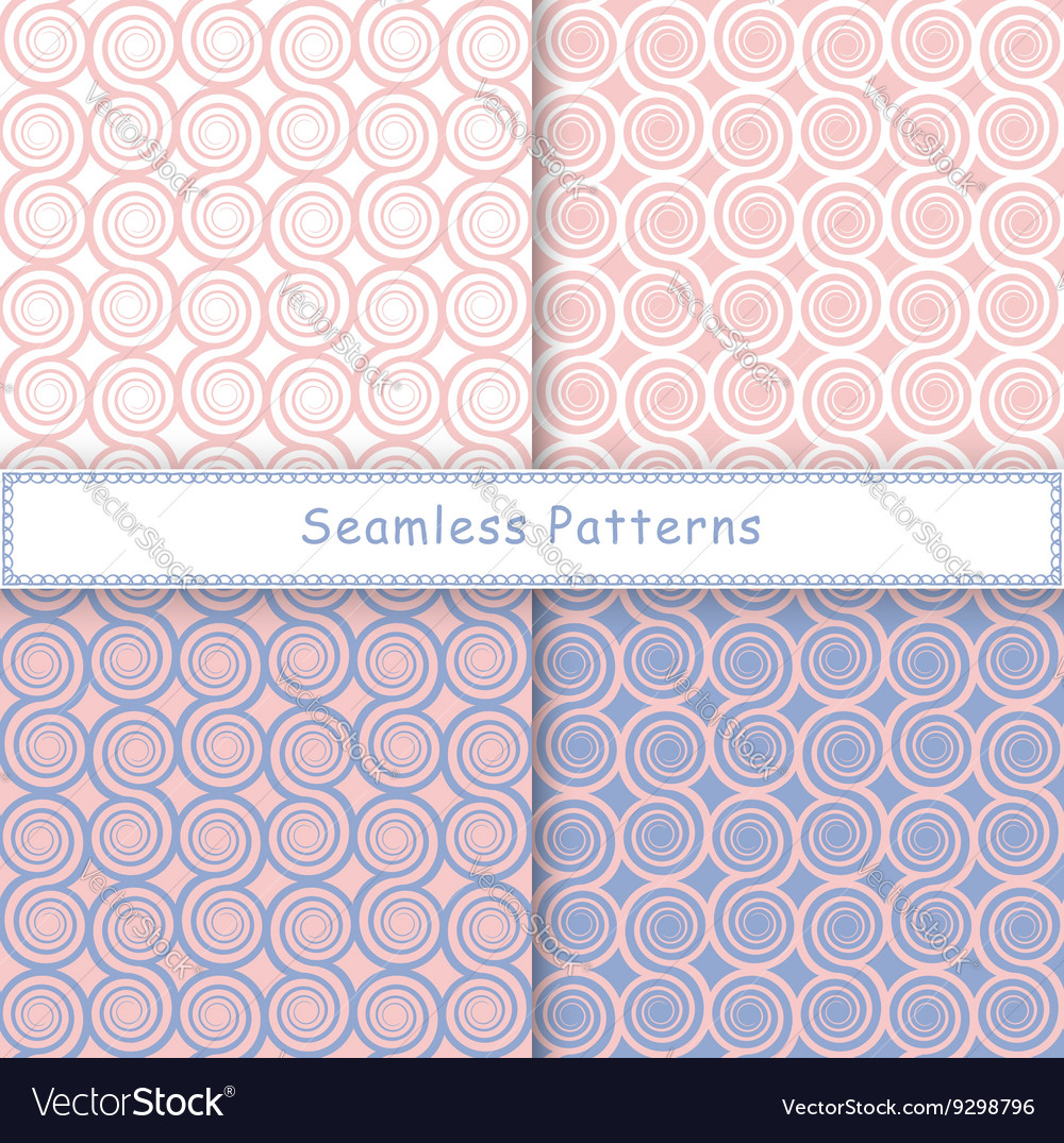 Set of seamless pattern with spiral shapes
