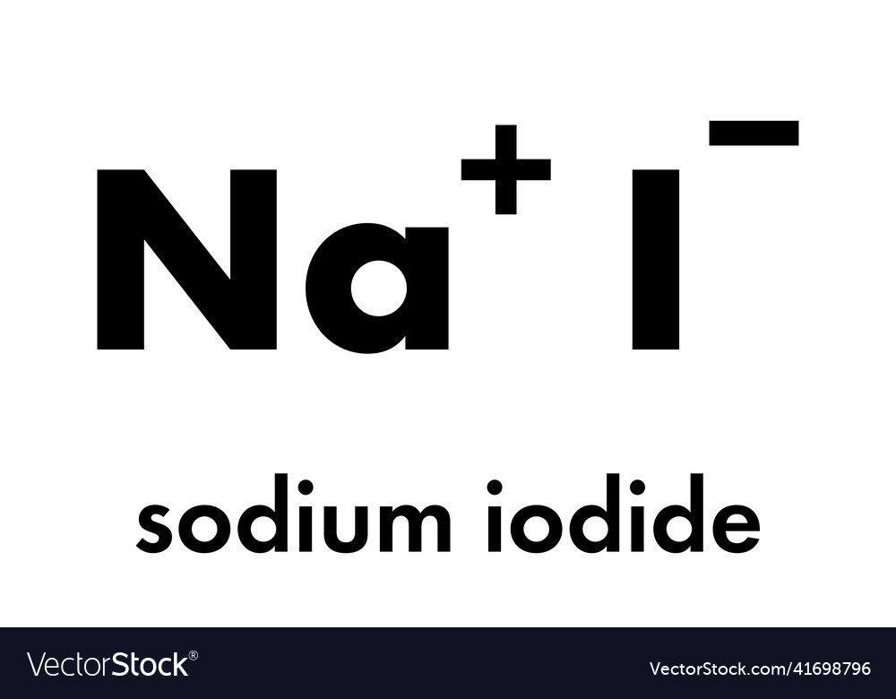 Sodium iodide salt chemical structure skeletal Vector Image