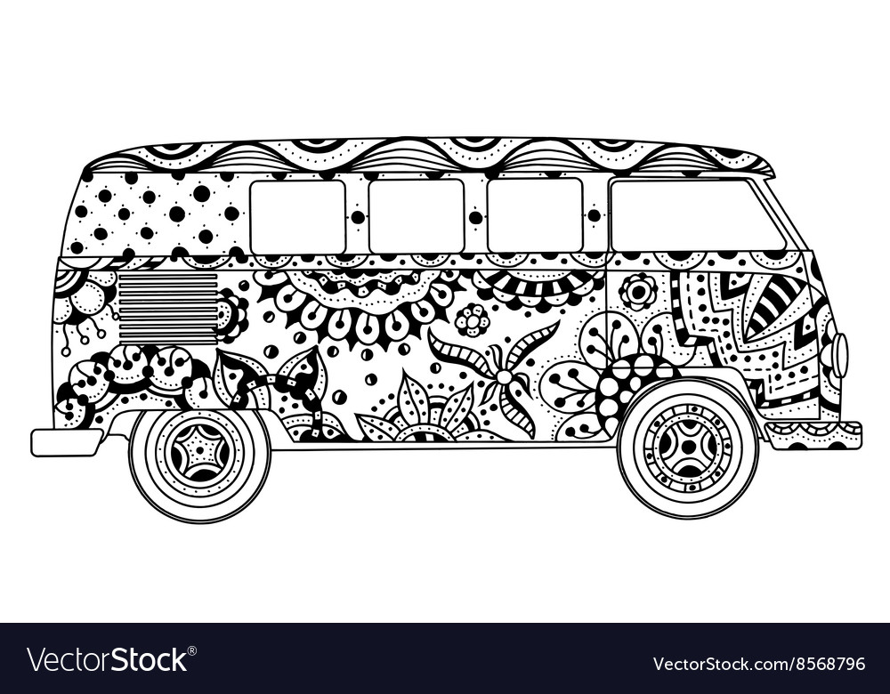 Van in tangle patterns style