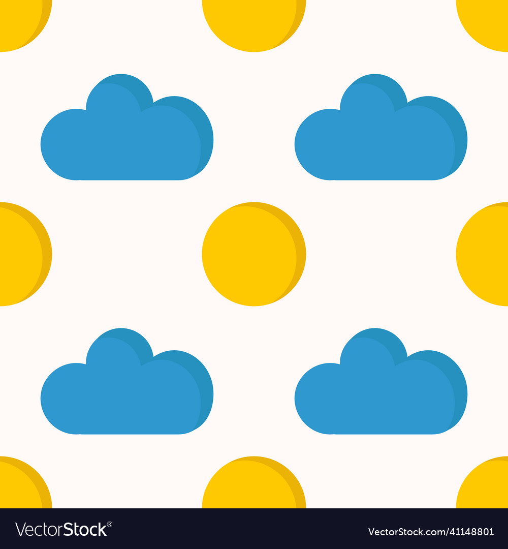 A pattern of sun and clouds on light background vector image A pattern of sun and clouds on light background