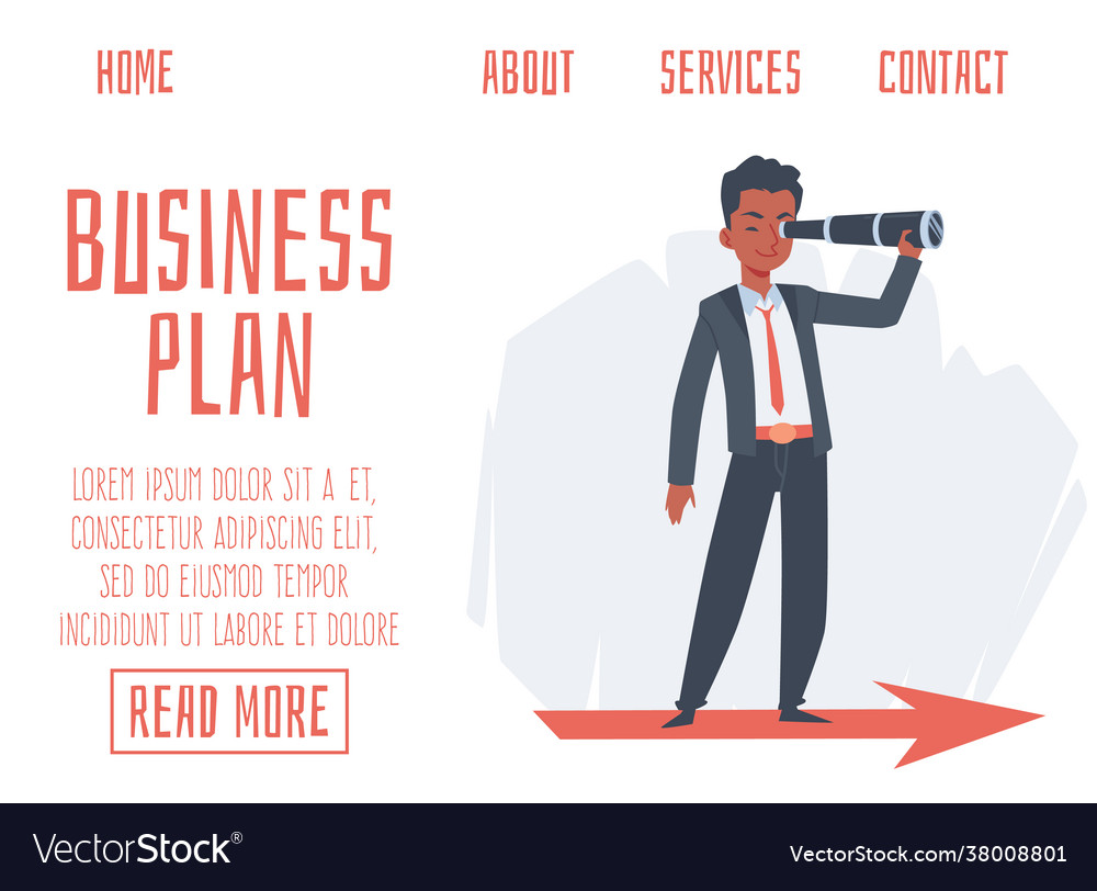 Business plan website with man looking for new