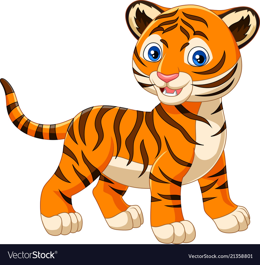 Cartoon baby tiger isolated on white background Vector Image