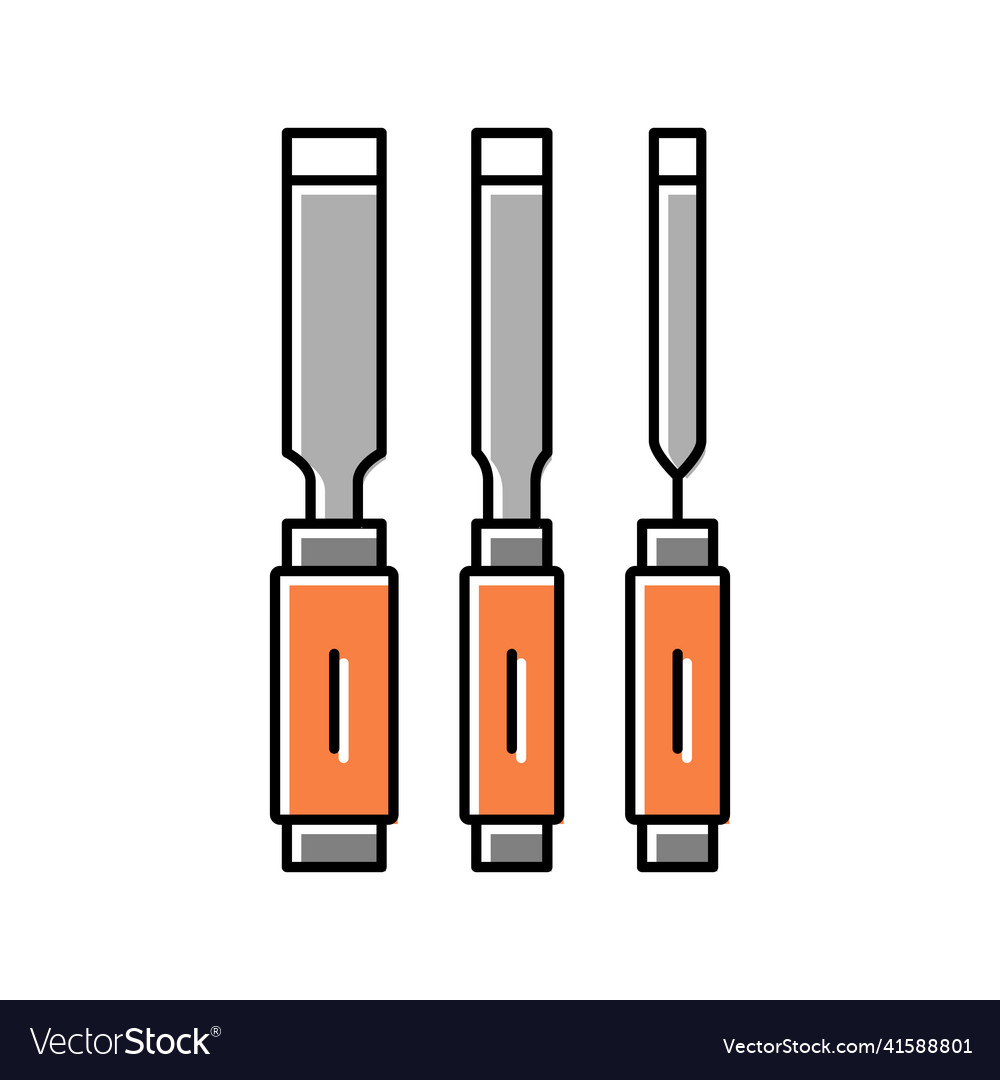 Chisel carpenter tools color icon