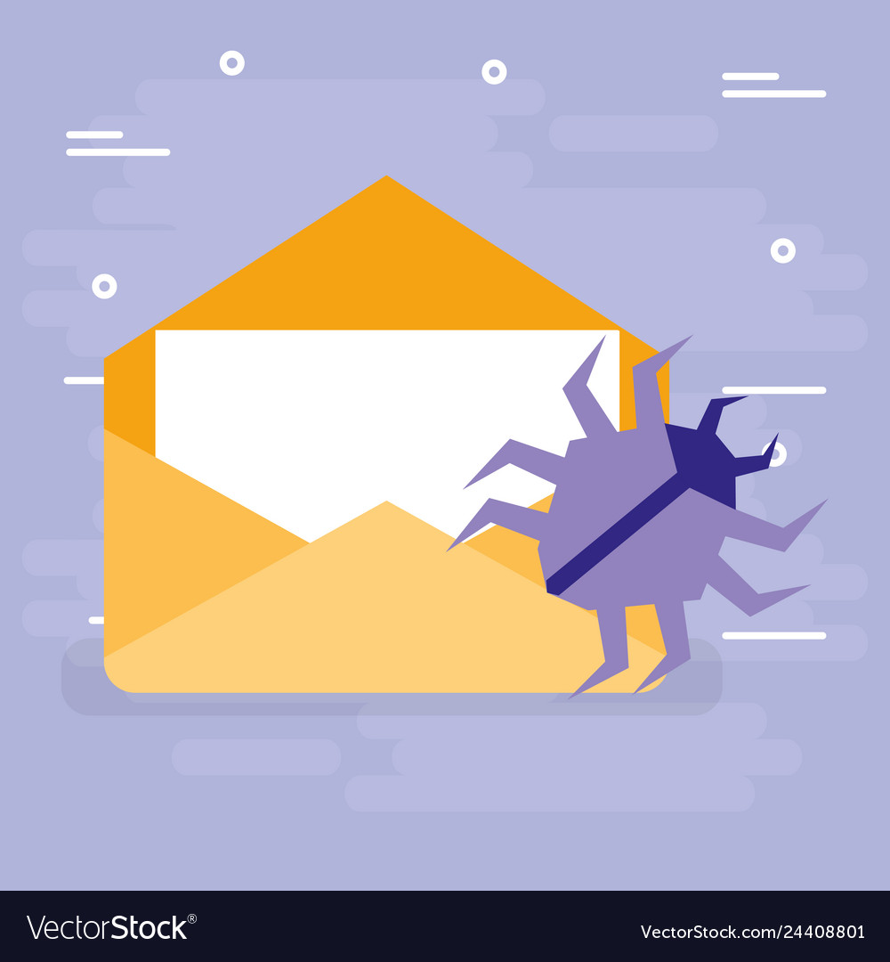 Envelope mail with virus bug vector image Envelope mail with virus bug