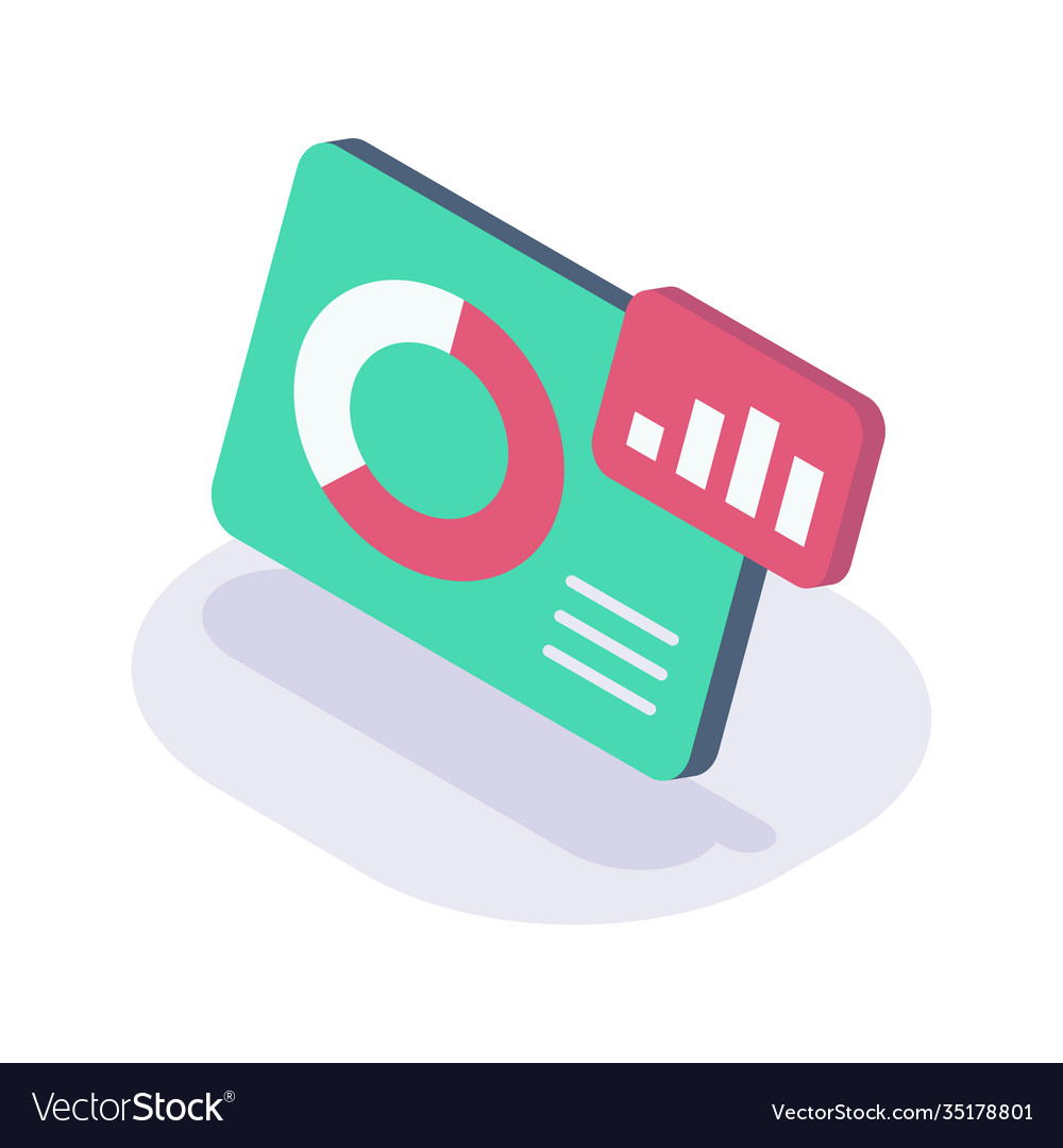 Graph chart circle and bar isometric icon Vector Image Graph chart circle and bar isometric icon