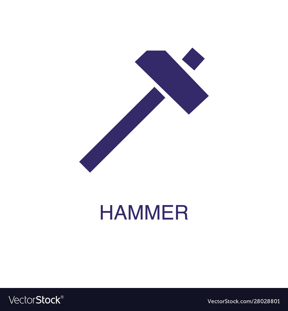 Hammer element in flat simple style on white