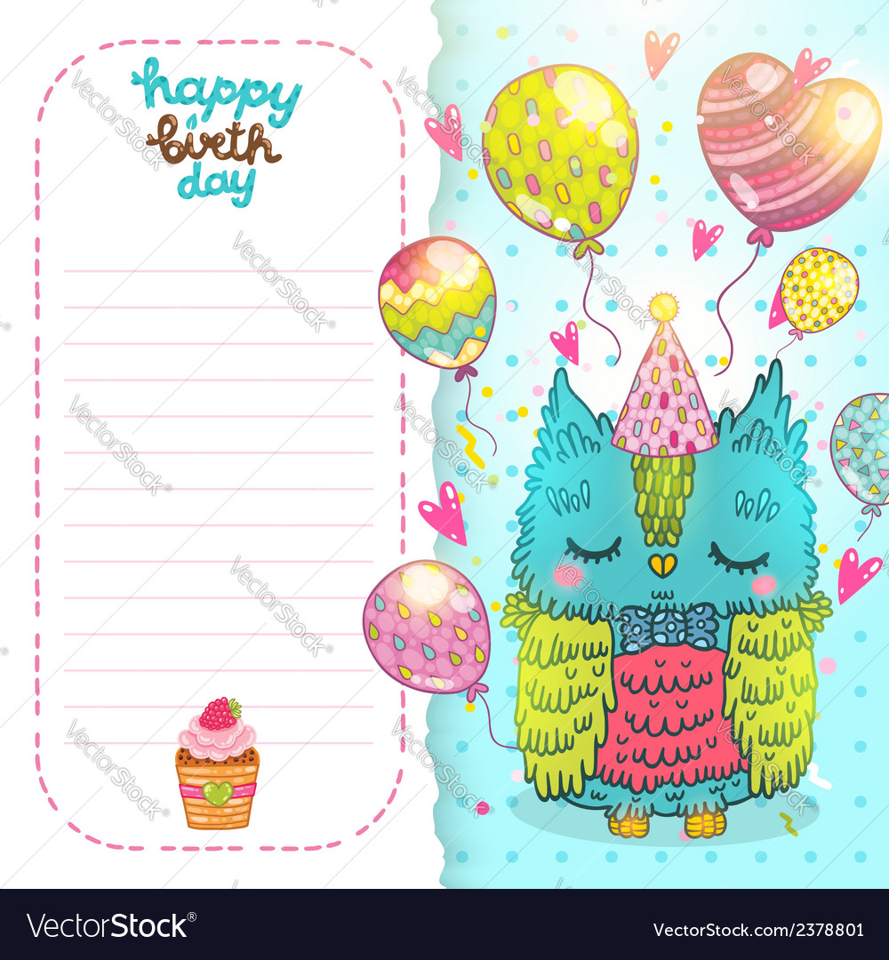 Happy birthday greeting background with an owl