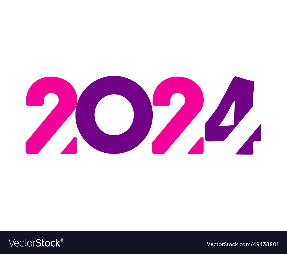 Happy new year 2024 holiday pink and purple Vector Image