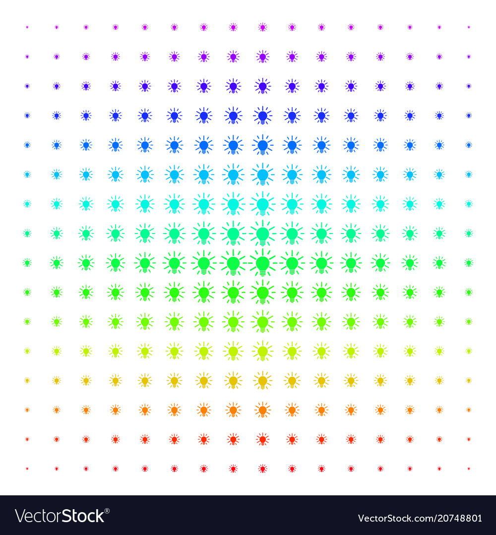 Light bulb icon halftone spectral grid vector image Light bulb icon halftone spectral grid