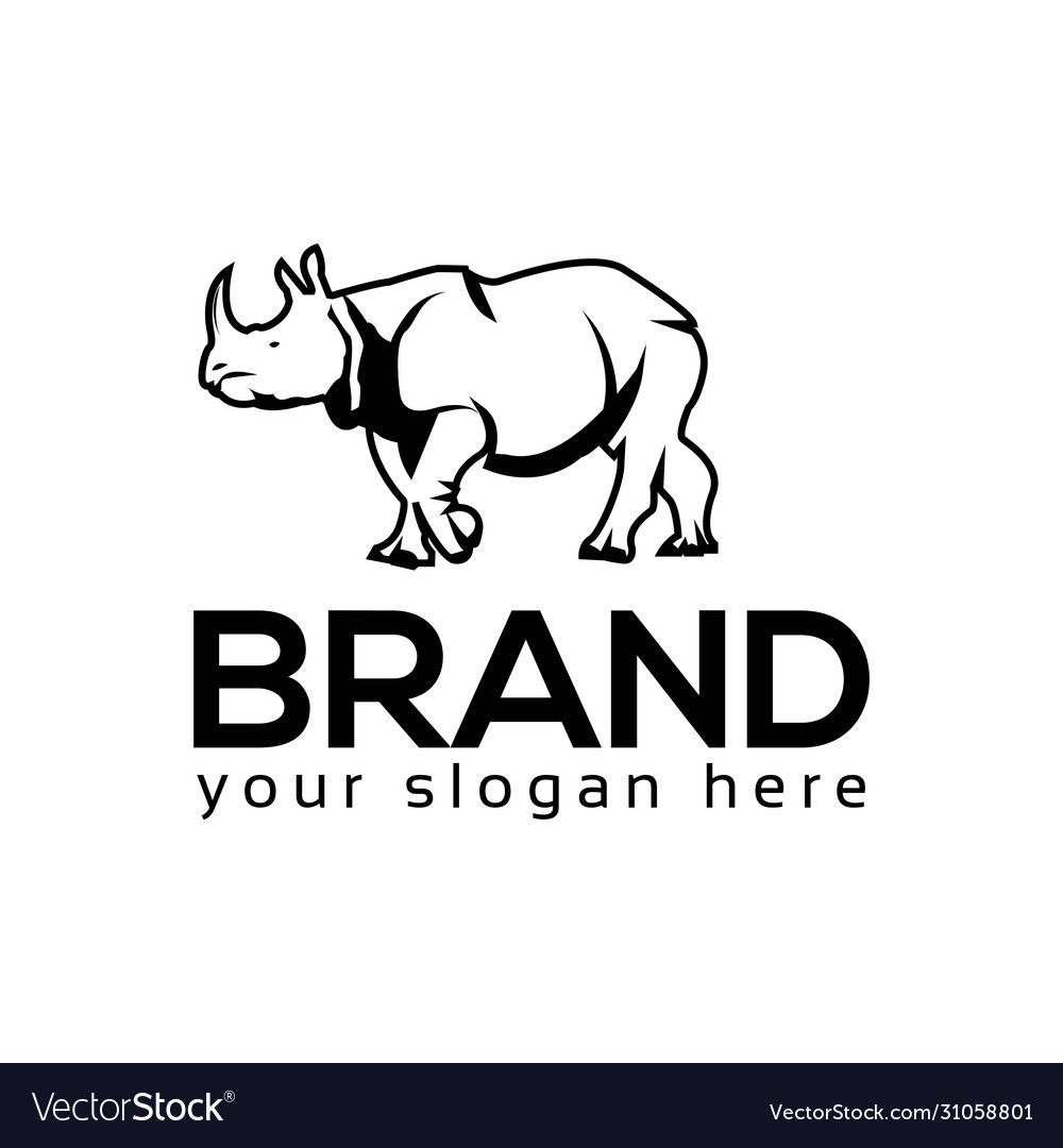 Rhino monochrome logo flat design