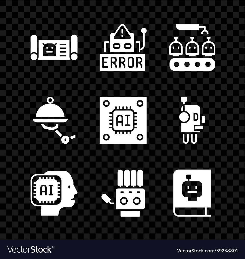Set robot blueprint error industrial vector image Set robot blueprint error industrial