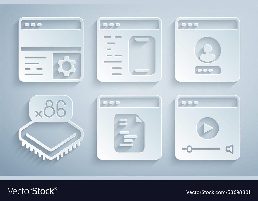 Set software create account screen processor vector image Set software create account screen processor