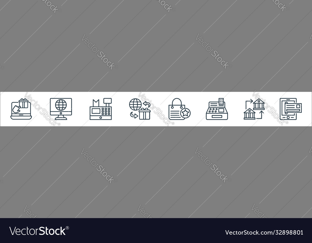 Shopping line icons linear set quality vector image Shopping line icons linear set quality