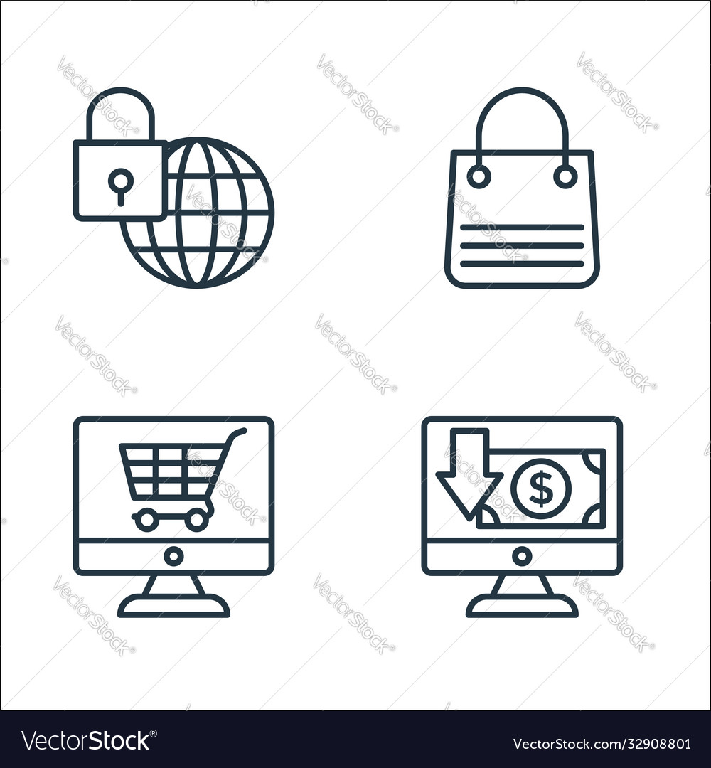 Shopping line icons linear set quality