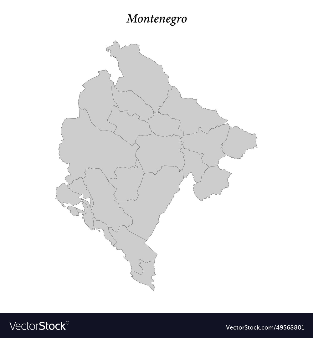 Simple flat map of montenegro with borders