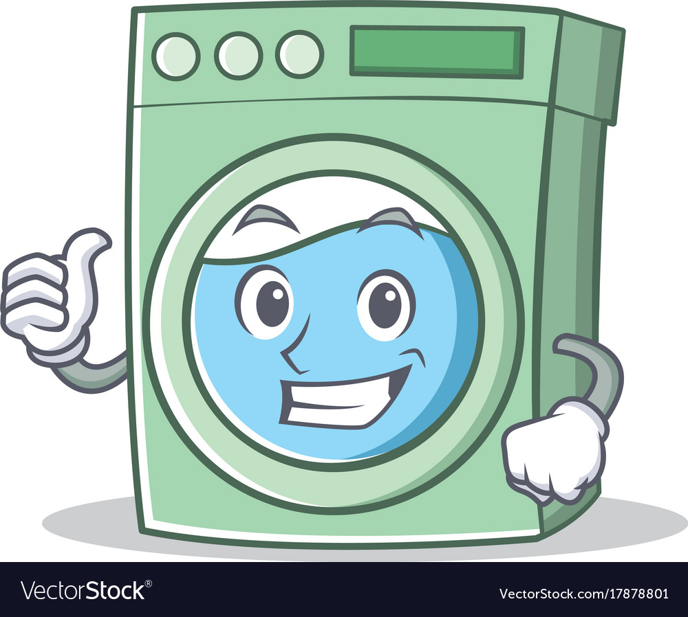 Thumbs up washing machine character cartoon Vector Image