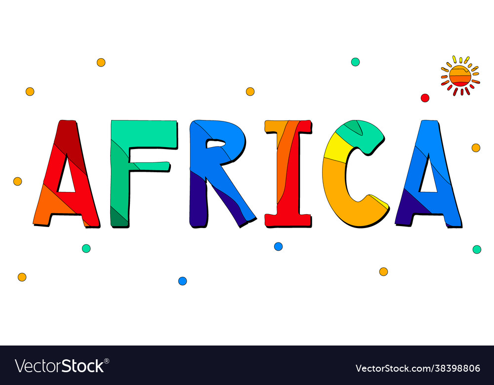 Africa - multicolored bright cartoon text