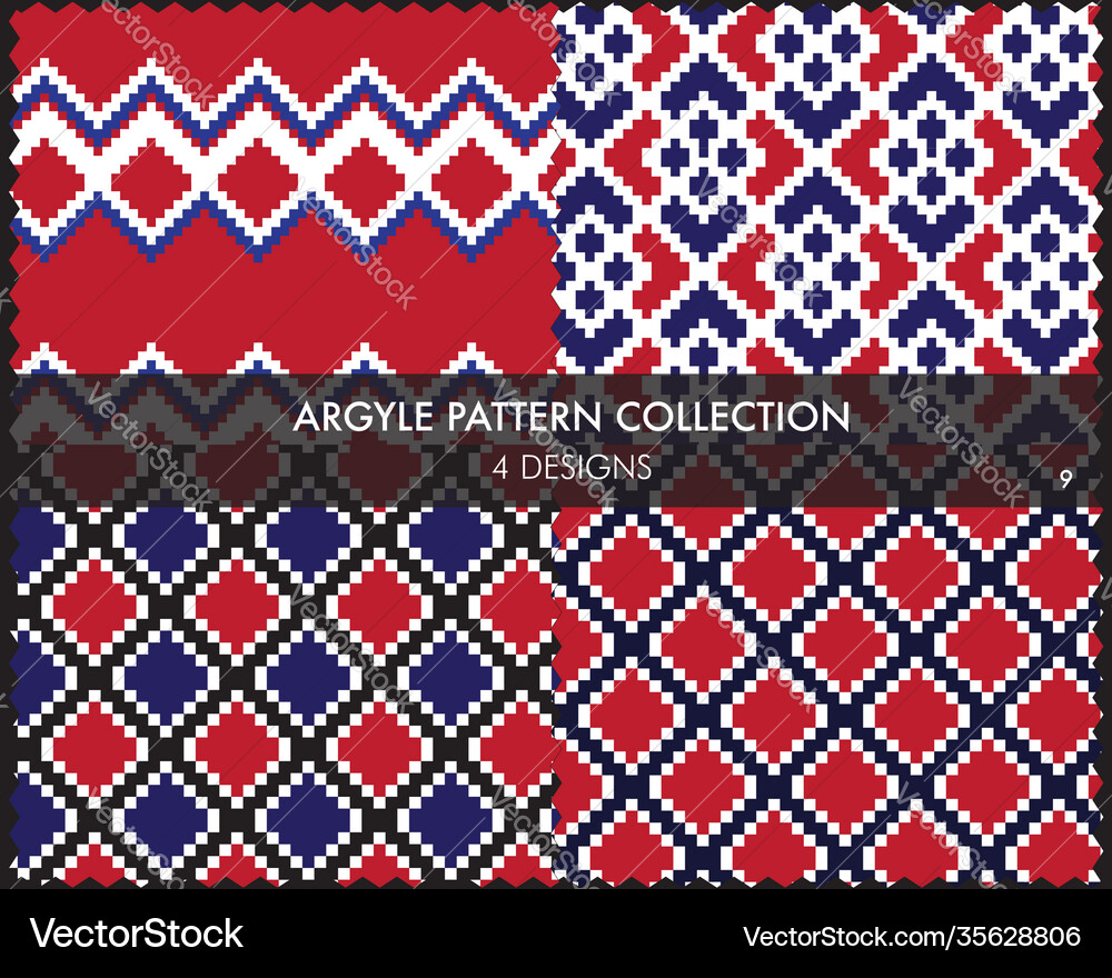 Argyle seamless pattern collection Royalty Free Vector Image