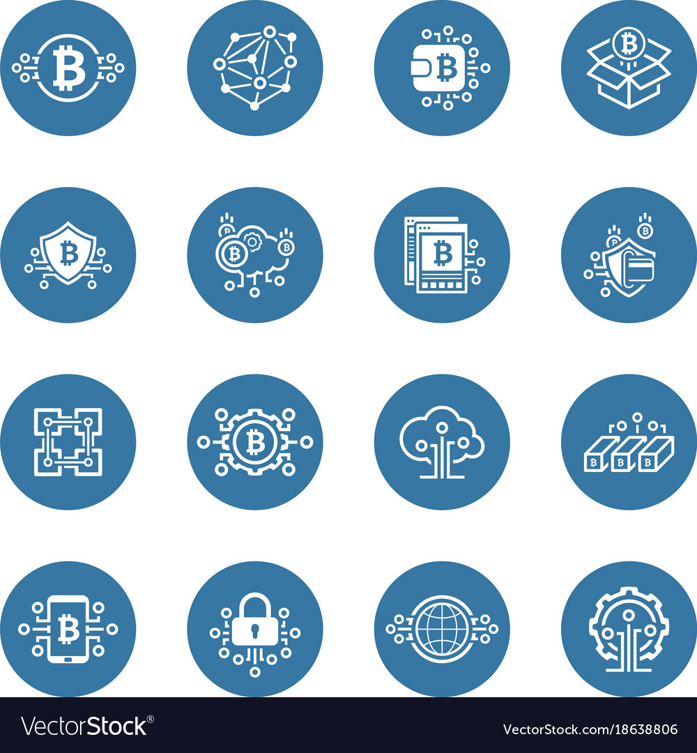 Bitcoin and blockchain cryptocurrency icons
