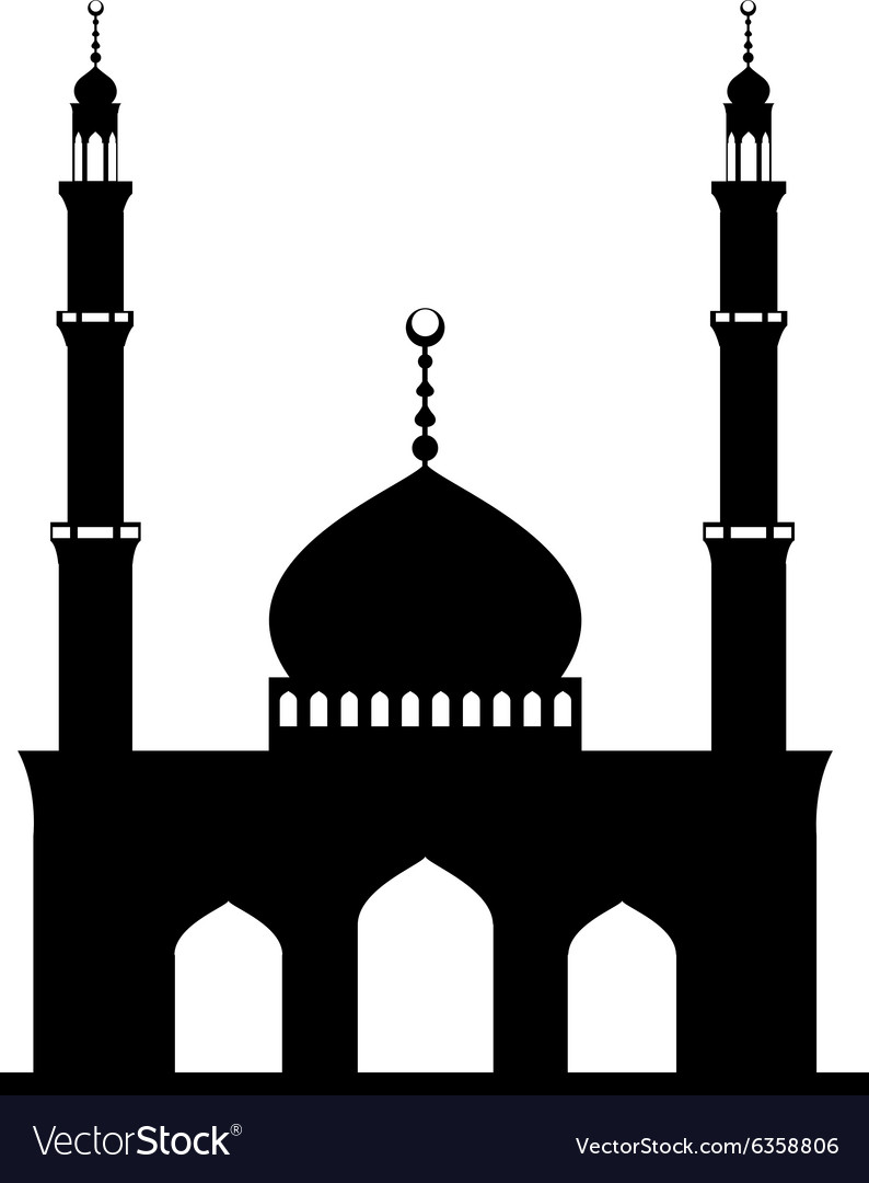 Black mosque on white