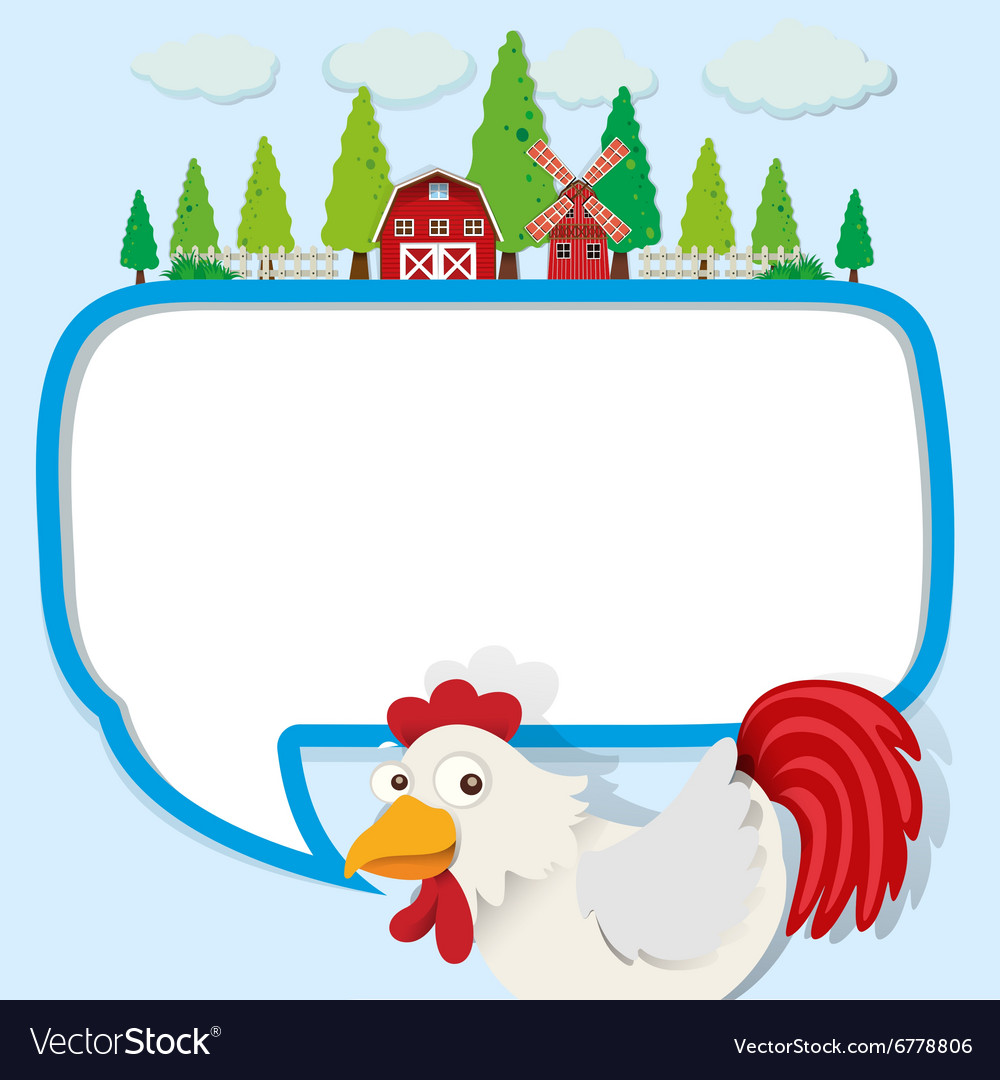 Border design with chicken and farm Royalty Free Vector