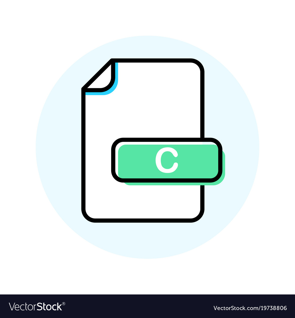 C file format extension color line icon