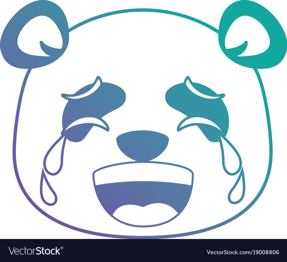 Cute panda crying emoji kawaii Royalty Free Vector Image