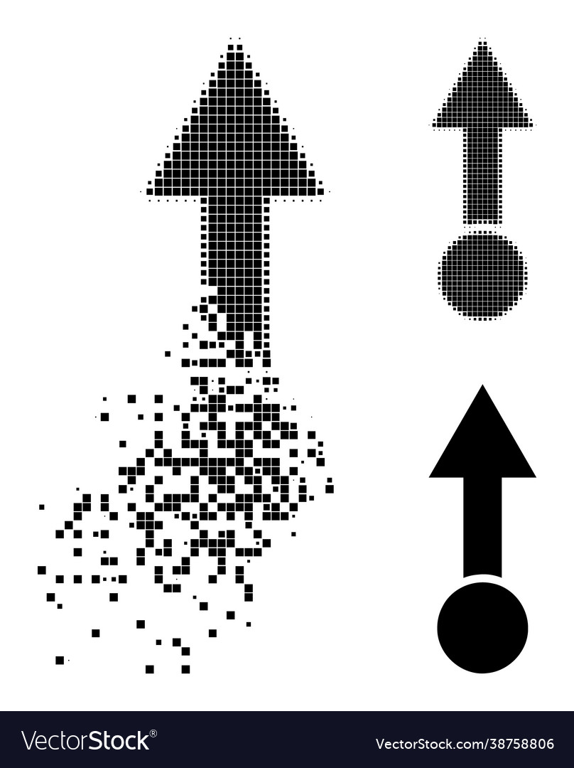 Disintegrating and halftone pixelated pull up icon Vector Image Disintegrating and halftone pixelated pull up icon