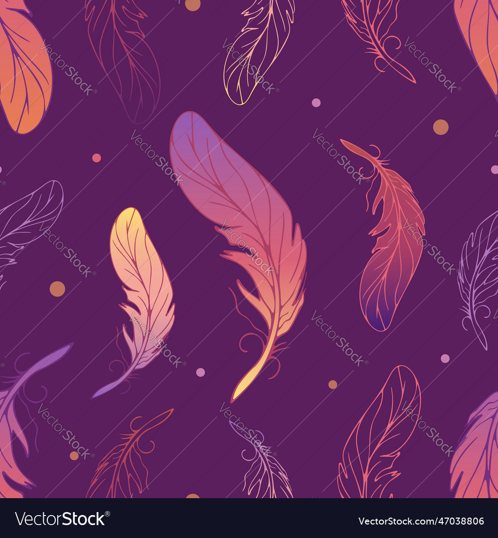 Feathers seamless bright gradient pattern Vector Image Feathers seamless bright gradient pattern
