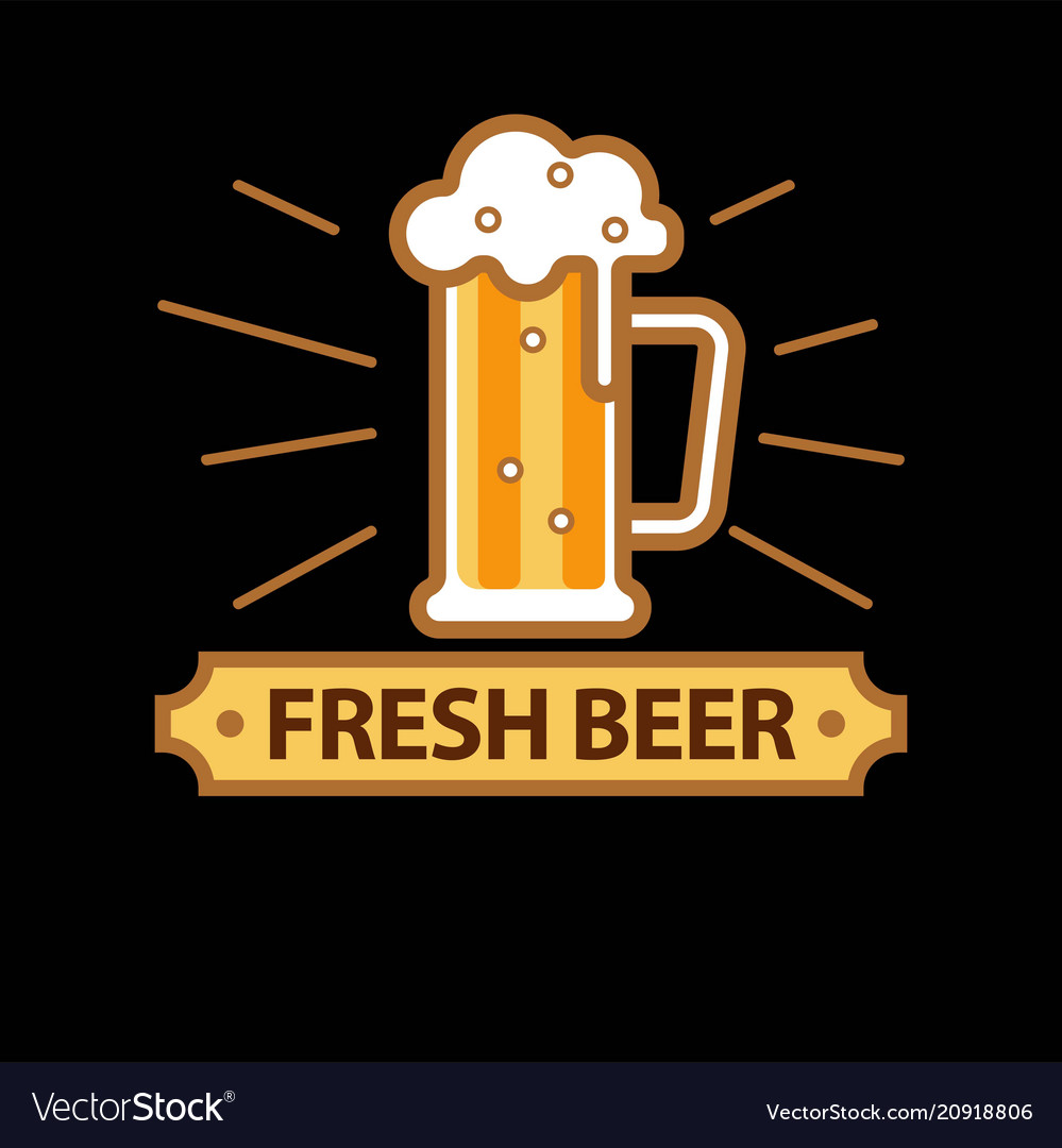 Fresh beer promo logotype with full glass mug