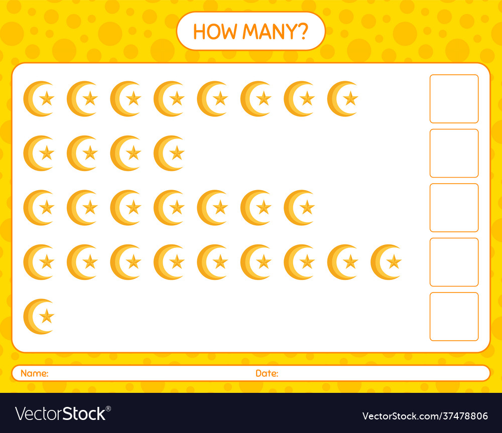 How many counting game with moon and star vector image How many counting game with moon and star