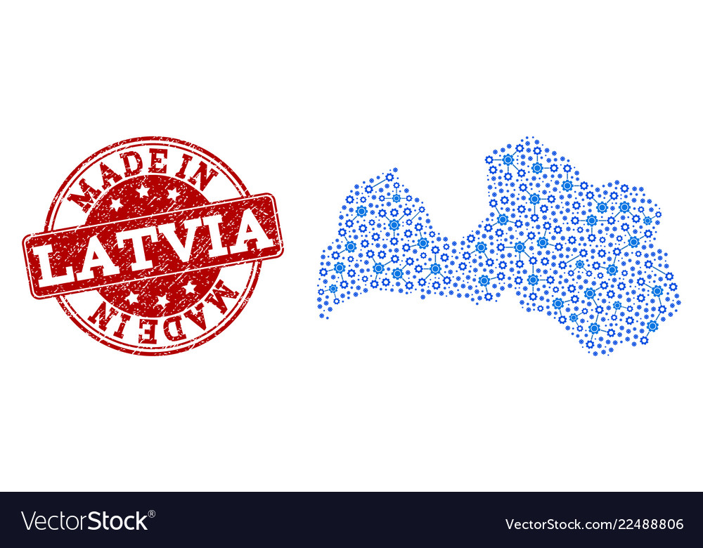 Mosaic map of latvia with system connections Vector Image Mosaic map of latvia with system connections